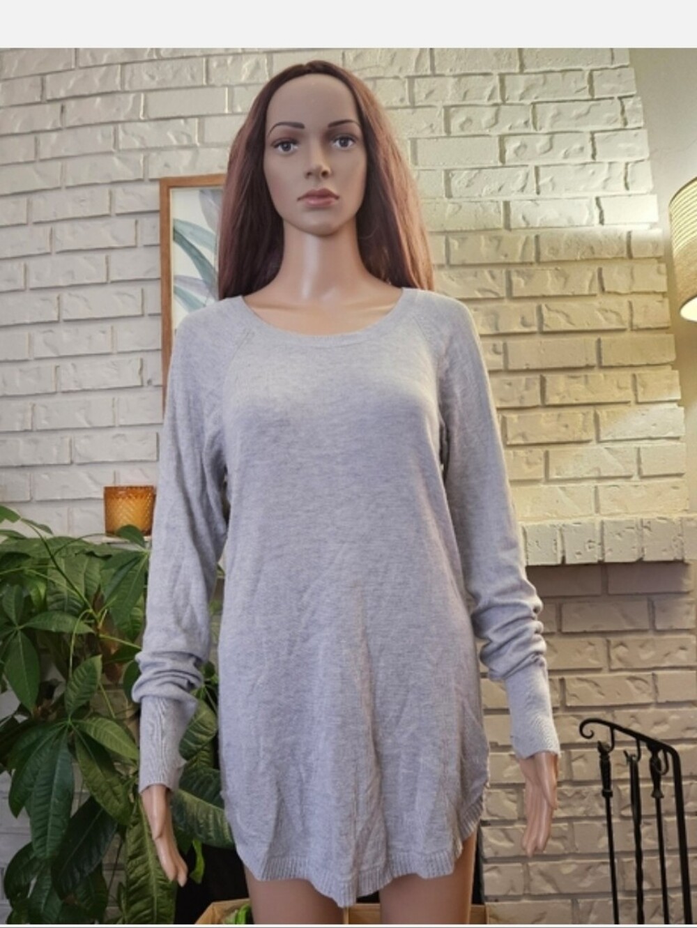 Lululemon Sweater Dress Top Gray Long Sleeve Modal Silk Blend Size 8